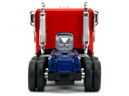 Optimus Prime Tractor Truck Red and Blue with Silver Stripes "Transformers: Rise of the Beasts" (2023) Movie "Hollywood Rides" Series 1/32 Diecast Model Car