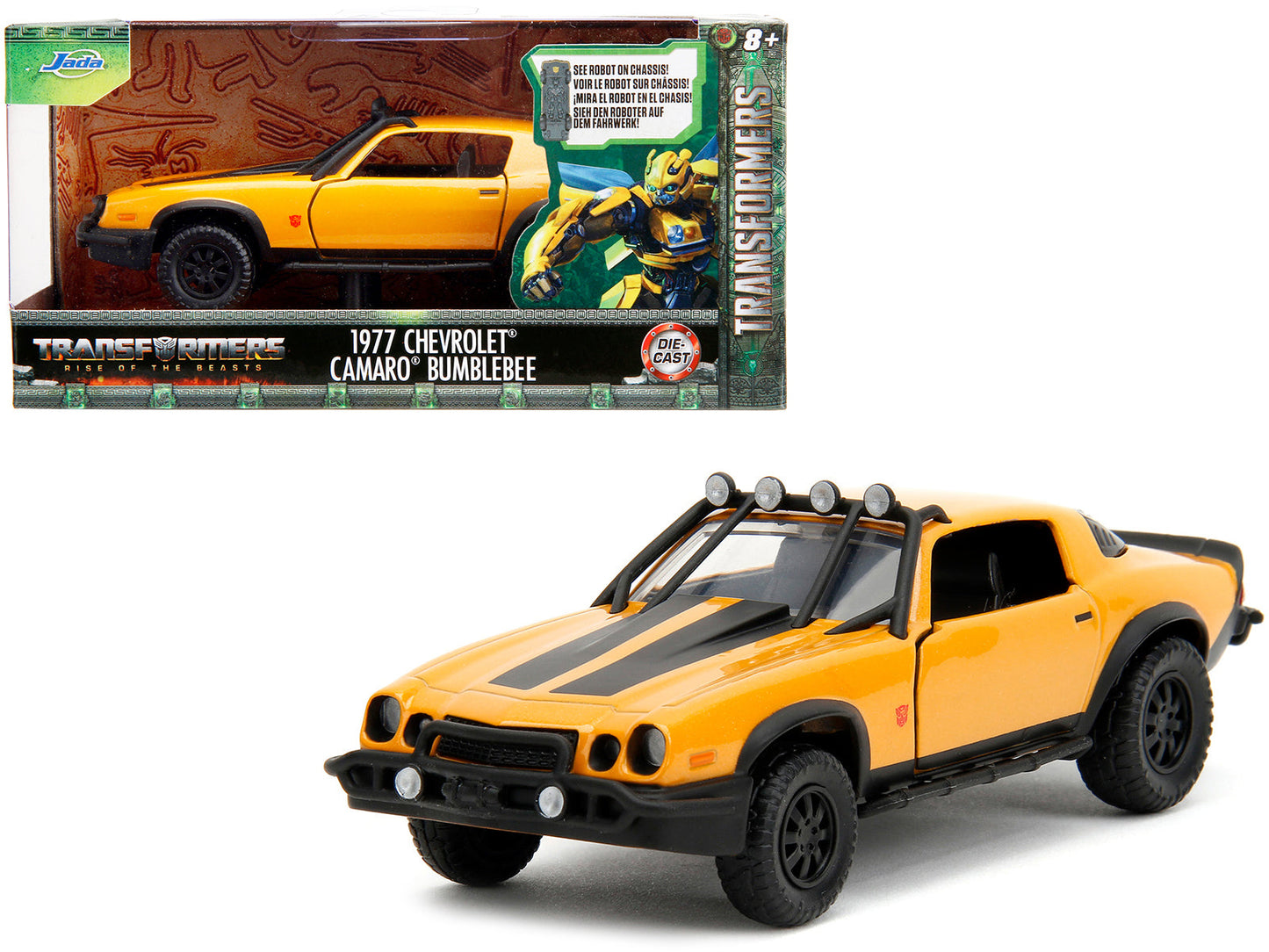 1977 Chevrolet Camaro Off-Road Version Yellow Metallic with Black Stripes "Transformers: Rise of the Beasts" (2023) Movie "Hollywood Rides" Series 1/32 Diecast Model Car