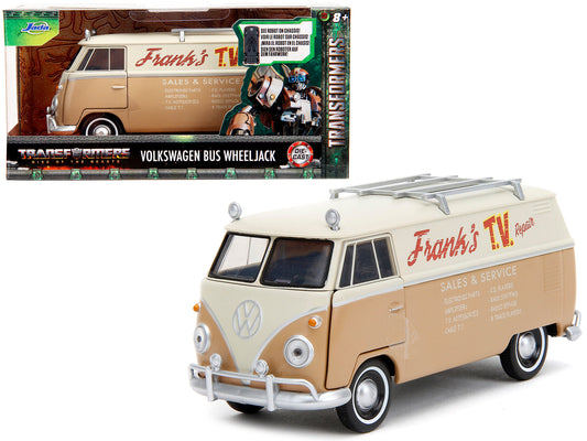 Volkswagen Bus "WheelJack" Tan and Beige "Frank's TV Repair" "Transformers: Rise of the Beasts" (2023) Movie "Hollywood Rides" Series 1/32 Diecast Model Car