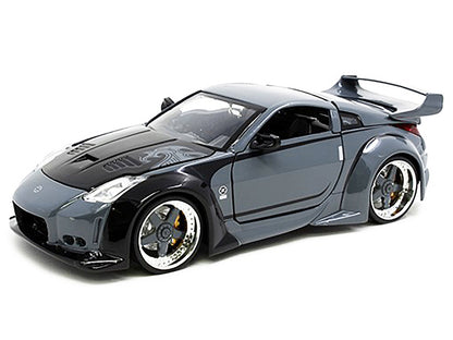 D.K.'s Nissan 350Z Gray and Black with Graphics "Fast & Furious 25th Anniversary" Series 1/24 Diecast Model Car