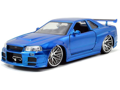 Brian's Nissan GTR Skyline R34 RHD (Right Hand Drive) Blue 25th Anniversary "Fast & Furious" Movie 1/24 Diecast Model Car