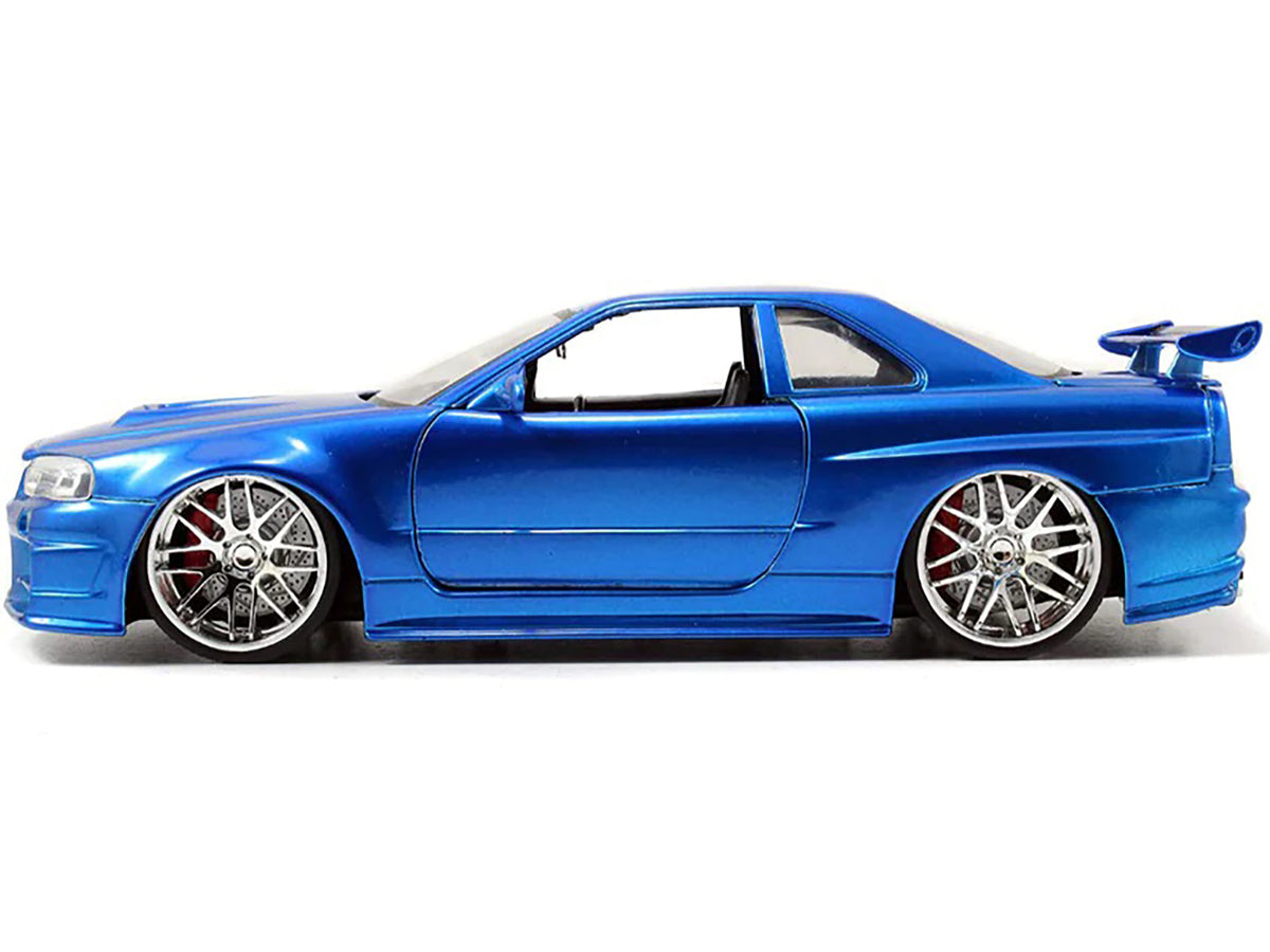 Brian's Nissan GTR Skyline R34 RHD (Right Hand Drive) Blue 25th Anniversary "Fast & Furious" Movie 1/24 Diecast Model Car
