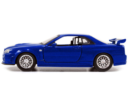 Brian's Nissan Skyline GT-R (R34) RHD (Right Hand Drive) Blue Metallic "Fast & Furious" (2009) Movie "25 Years of Fast & Furious" Series 1/32 Diecast Model Car