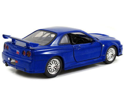Brian's Nissan Skyline GT-R (R34) RHD (Right Hand Drive) Blue Metallic "Fast & Furious" (2009) Movie "25 Years of Fast & Furious" Series 1/32 Diecast Model Car