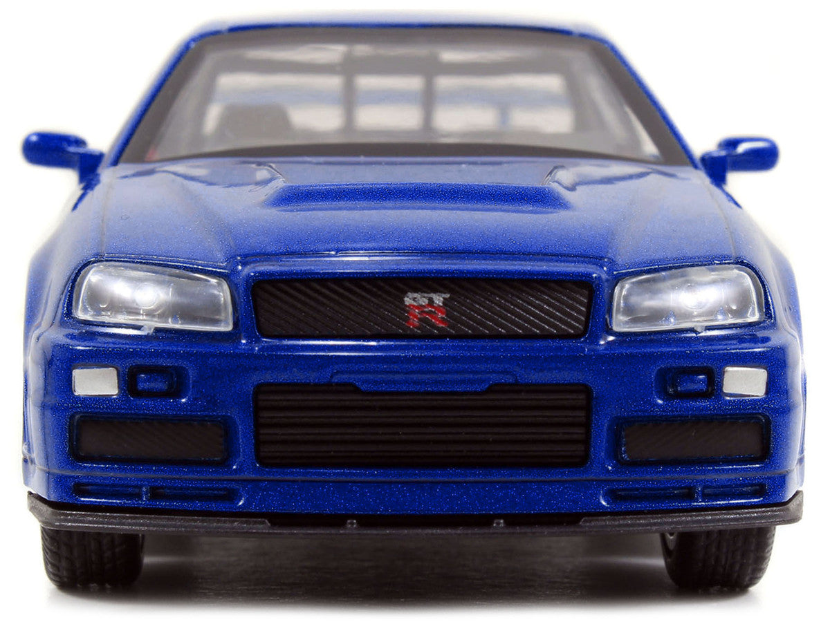 Brian's Nissan Skyline GT-R (R34) RHD (Right Hand Drive) Blue Metallic "Fast & Furious" (2009) Movie "25 Years of Fast & Furious" Series 1/32 Diecast Model Car