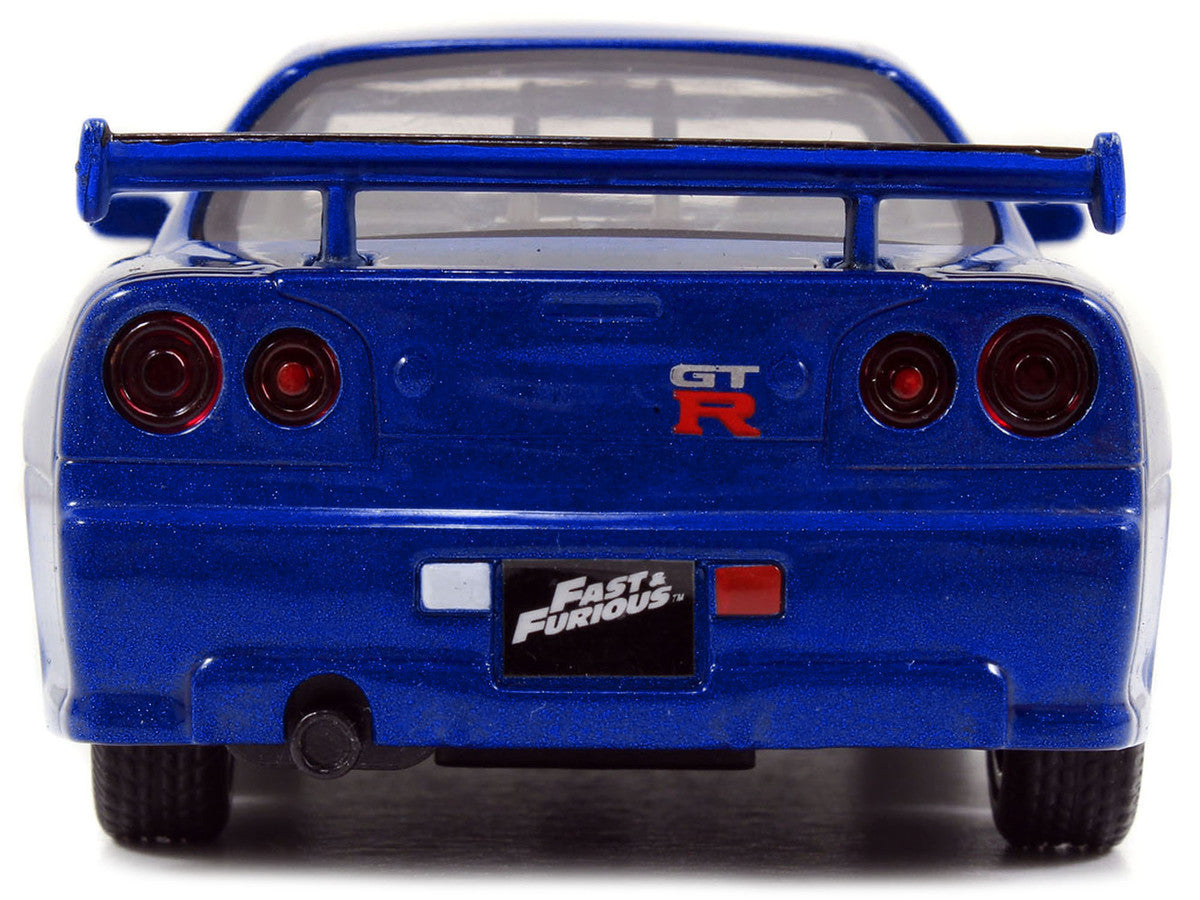 Brian's Nissan Skyline GT-R (R34) RHD (Right Hand Drive) Blue Metallic "Fast & Furious" (2009) Movie "25 Years of Fast & Furious" Series 1/32 Diecast Model Car