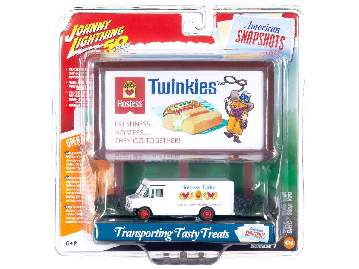 GMC Step Van White with "Hostess" Country Billboard "Johnny Lightning 50th Anniversary" 1/64 Diecast Model