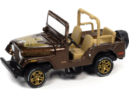 Jeep CJ-5 Mocha Brown Metallic with Golden Eagle Graphics "Classic Gold Collection" Series Limited Edition to 7418 pieces Worldwide 1/64 Diecast Model Car