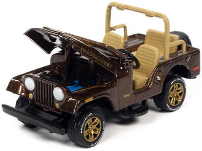Jeep CJ-5 Mocha Brown Metallic with Golden Eagle Graphics "Classic Gold Collection" Series Limited Edition to 7418 pieces Worldwide 1/64 Diecast Model Car
