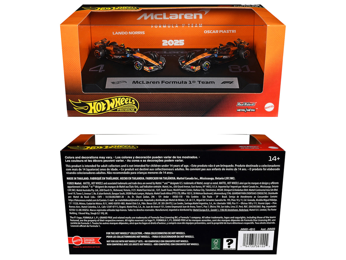"McLaren Formula 1 Team" Formula One F1 World Championship (2025) 2 Piece Set Diecast Model Cars