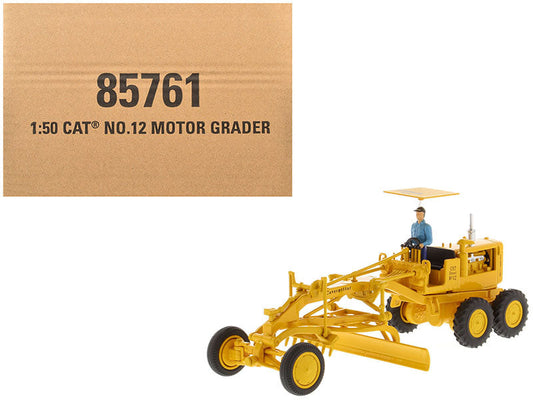 CAT Caterpillar No.12 Motor Grader Yellow with Operator "Vintage Series" 1/50 Diecast Model