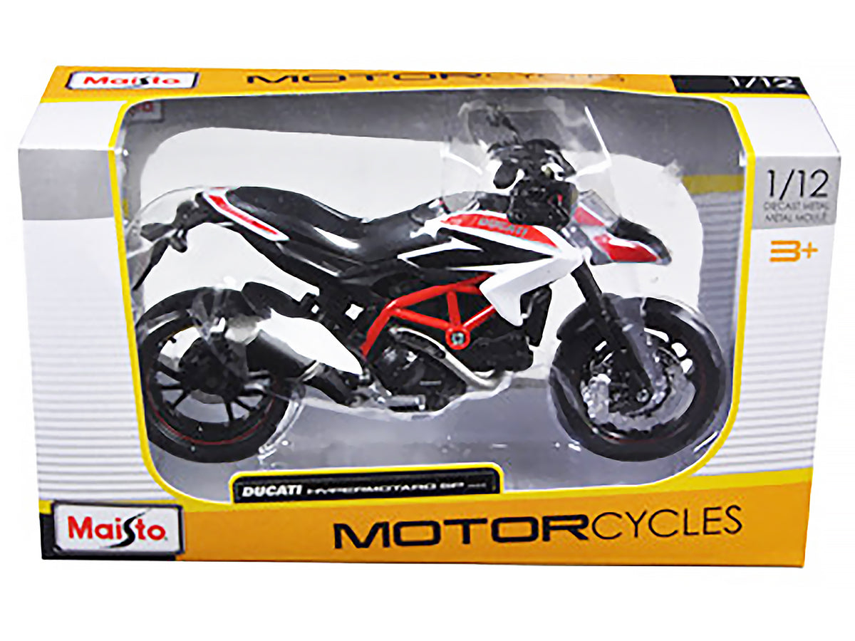 2013 Ducati Hypermotard SP White with Black and Red Stripes 1/12 Diecast Motorcycle Model
