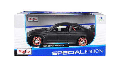 BMW M4 GTS Gray with Carbon Top and Orange Wheels 1/24 Diecast Model Car