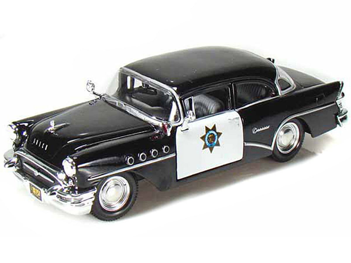 1955 Buick Century Police Car Black and White 1/26 Diecast Model Car