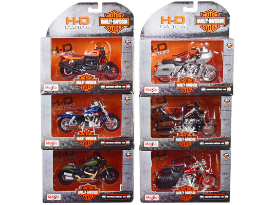 Harley-Davidson Motorcycles 6 piece Set Series 42 1/18 Diecast Motorcycle Models