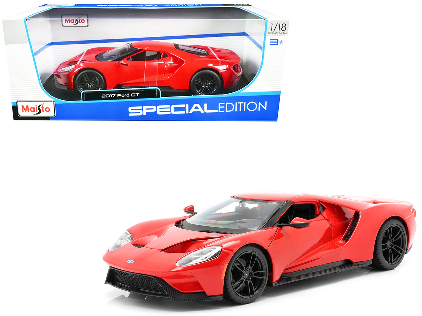 2017 Ford GT Red with Black Wheels "Special Edition" 1/18 Diecast Model Car