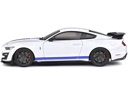 2020 Ford Mustang Shelby GT500 White with Blue Stripes "Special Edition" 1/18 Diecast Model Car