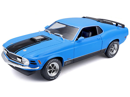 1970 Ford Mustang Mach 1 428 Blue with Black Stripes "Special Edition" 1/18 Diecast Model Car