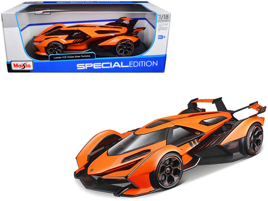 Lamborghini V12 Vision Gran Turismo Orange Metallic "Special Edition" 1/18 Diecast Model Car