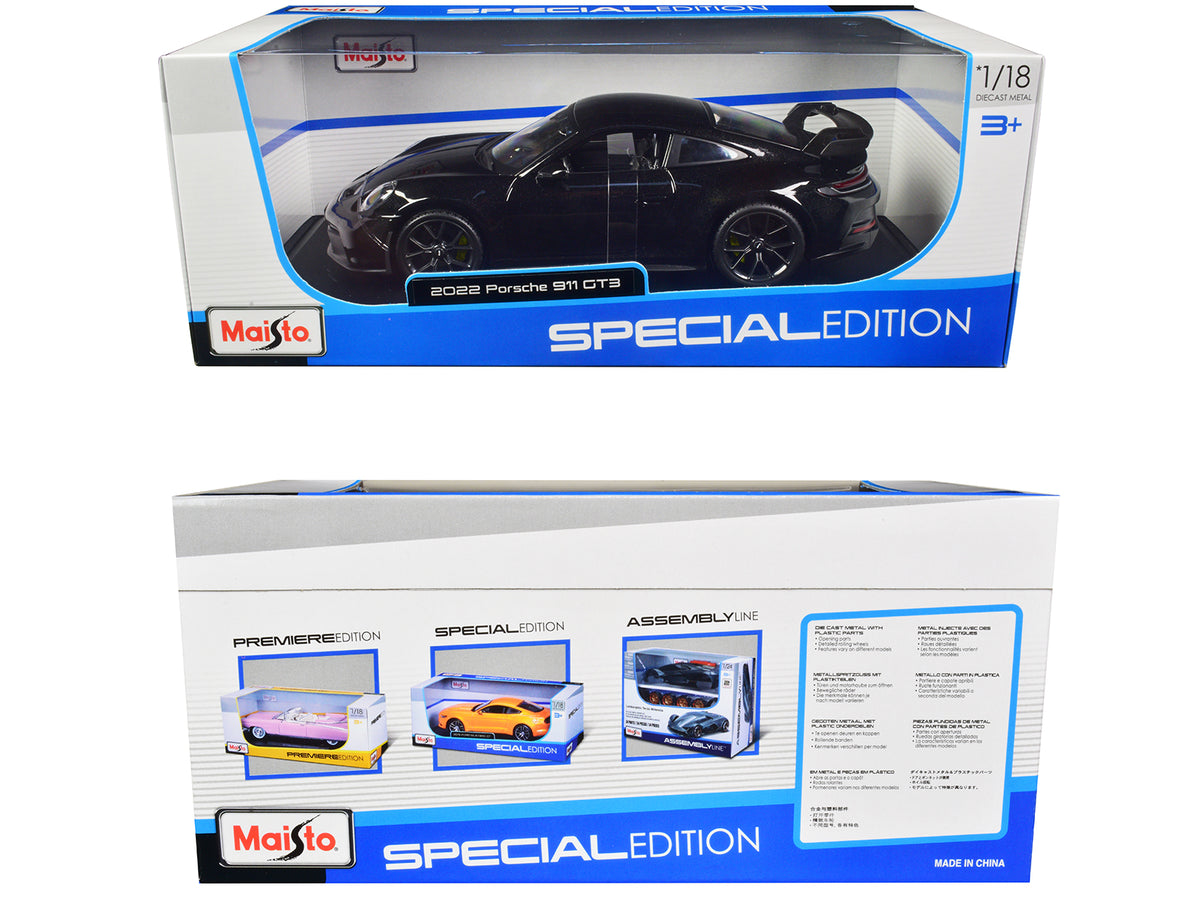 2022 Porsche 911 GT3 Black Metallic "Special Edition" 1/18 Diecast Model Car