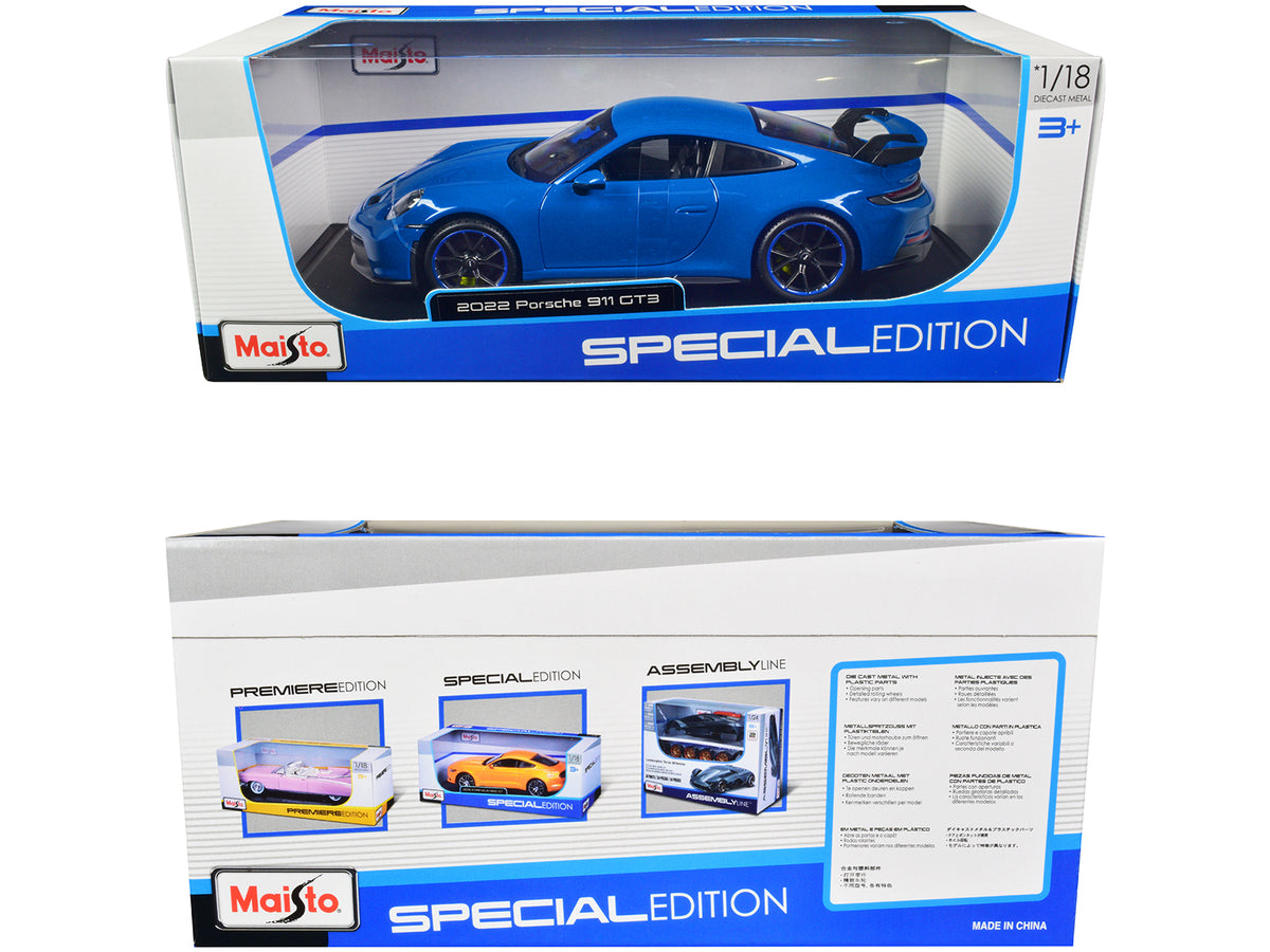 2022 Porsche 911 GT3 Blue "Special Edition" 1/18 Diecast Model Car