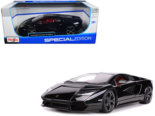 Lamborghini Countach LPI 800-4 Black with Red Interior "Special Edition" 1/18 Diecast Model Car