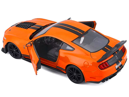 2020 Ford Mustang Shelby GT500 Bright Orange with Black Stripes 1/24 Diecast Model Car