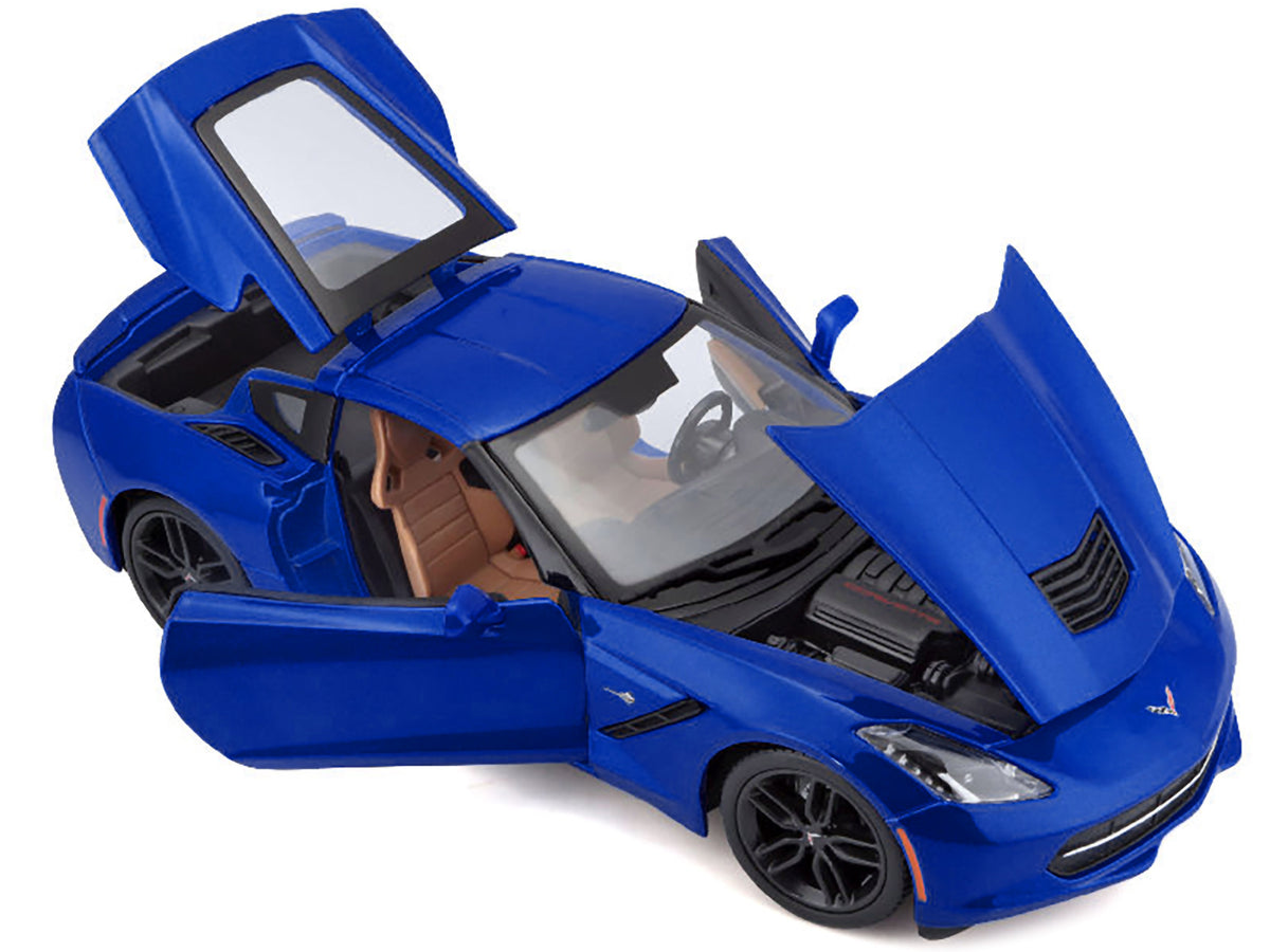 2014 Chevrolet Corvette Stingray C7 Z51 Blue Metallic 1/18 Diecast Model Car
