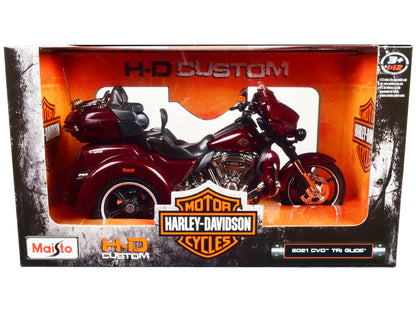 2021 Harley Davidson CVO Tri Glide Motorcycle Dark Red Metallic "H-D Custom" 1/12 Diecast Model Car