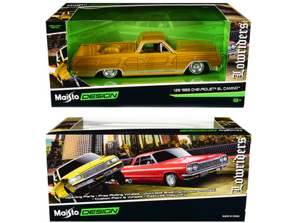 1965 Chevrolet El Camino Lowrider Gold Metallic with Graphics "Lowriders" Series 1/25 Diecast Model Car