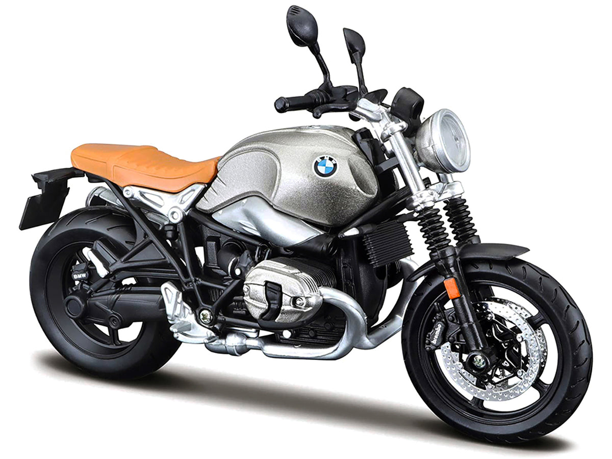 BMW R nineT Scrambler Meatllic Gray with Plastic Display Stand 1/12 Diecast Motorcycle Model