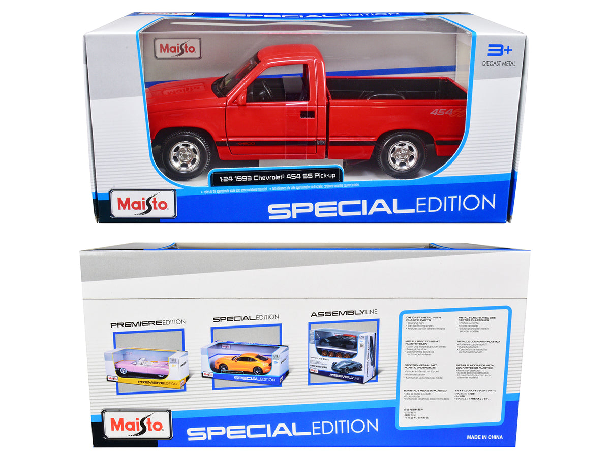 1993 Chevrolet 454 SS Pickup Truck Red 1/24 Diecast Model Car