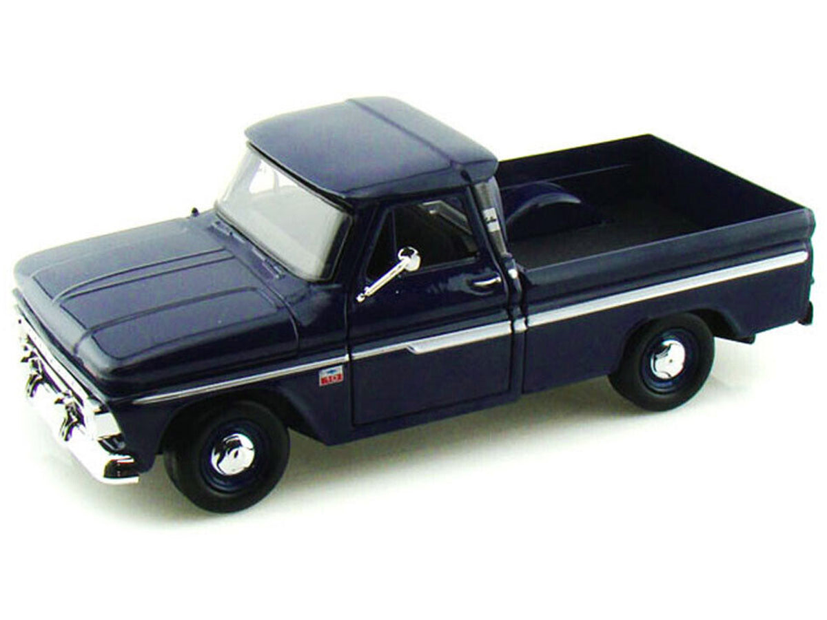 1966 Chevrolet C10 Fleetside Pickup Truck Dark Blue 1/24 Diecast Car Model