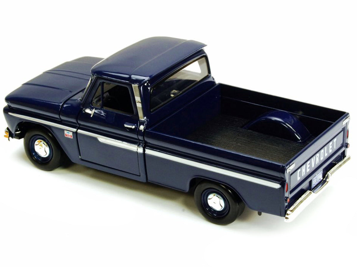 1966 Chevrolet C10 Fleetside Pickup Truck Dark Blue 1/24 Diecast Car Model
