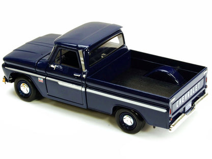 1966 Chevrolet C10 Fleetside Pickup Truck Dark Blue 1/24 Diecast Car Model