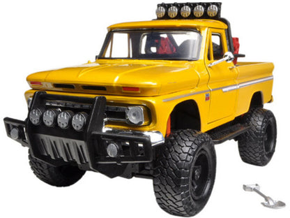 1966 Chevrolet C10 Fleetside Pickup Truck Off Road Yellow 1/24 Diecast Model
