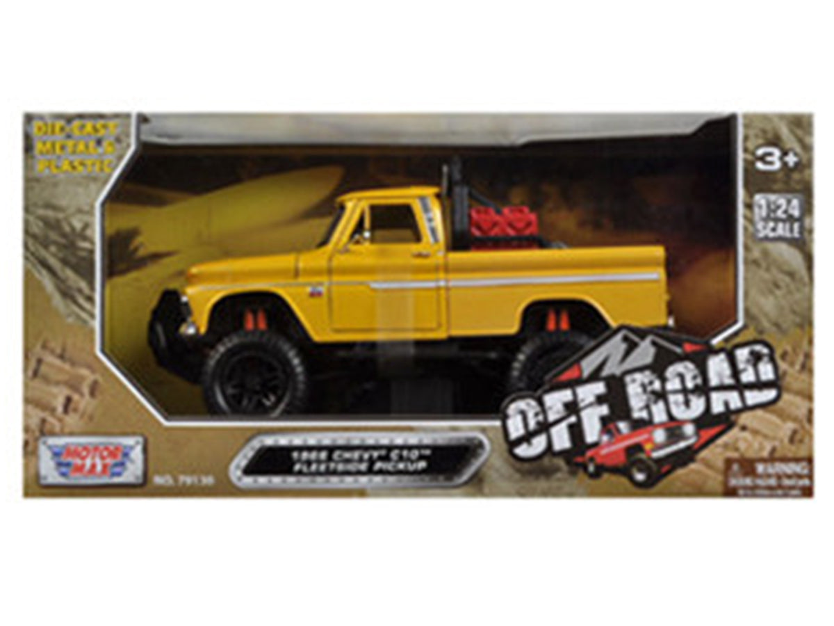 1966 Chevrolet C10 Fleetside Pickup Truck Off Road Yellow 1/24 Diecast Model