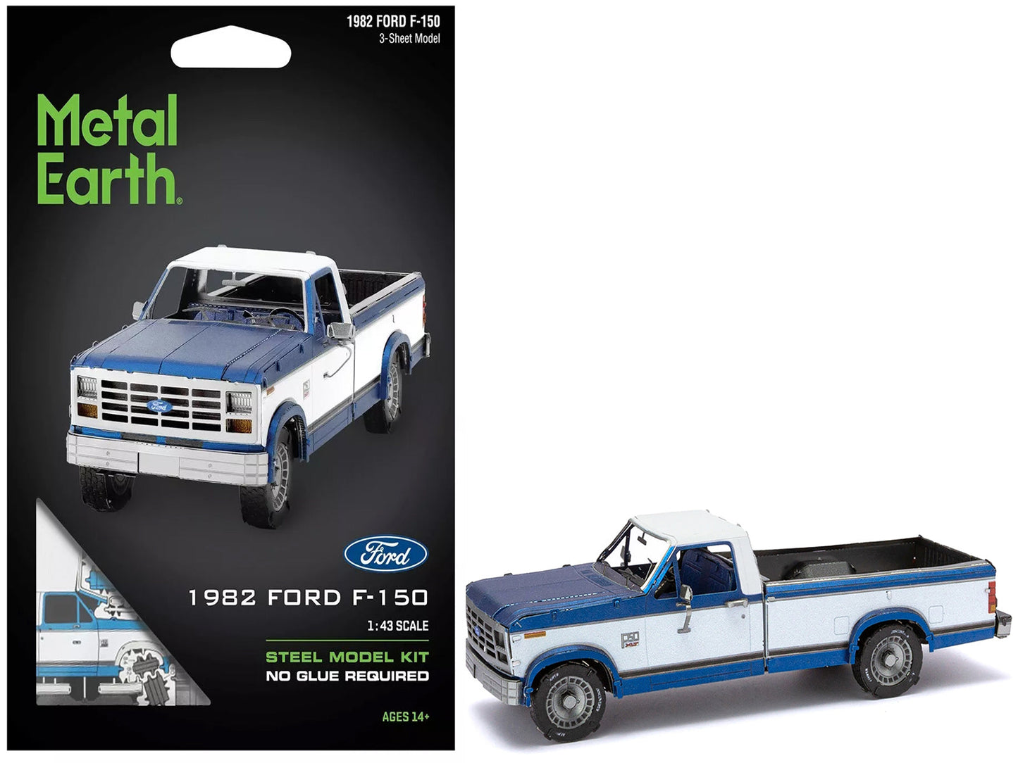 Model Kit 1982 Ford F-150 Pickup Truck Blue and White (Moderate Difficulty) Steel Model