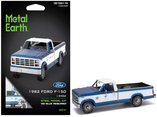 Model Kit 1982 Ford F-150 Pickup Truck Blue and White (Moderate Difficulty) Steel Model
