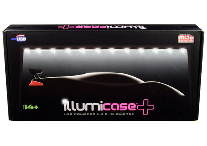 Black Collectible Display Show Case Illumicase+ with LED Lights and Mirror Base and Back for 1/64 1/43 1/32 1/24 1/18 Scale Models
