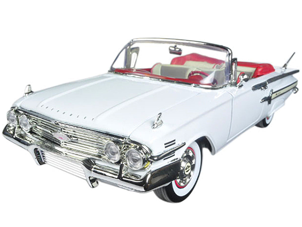 1960 Chevrolet Impala Convertible White with Red Interior 1/18 Diecast Model Car