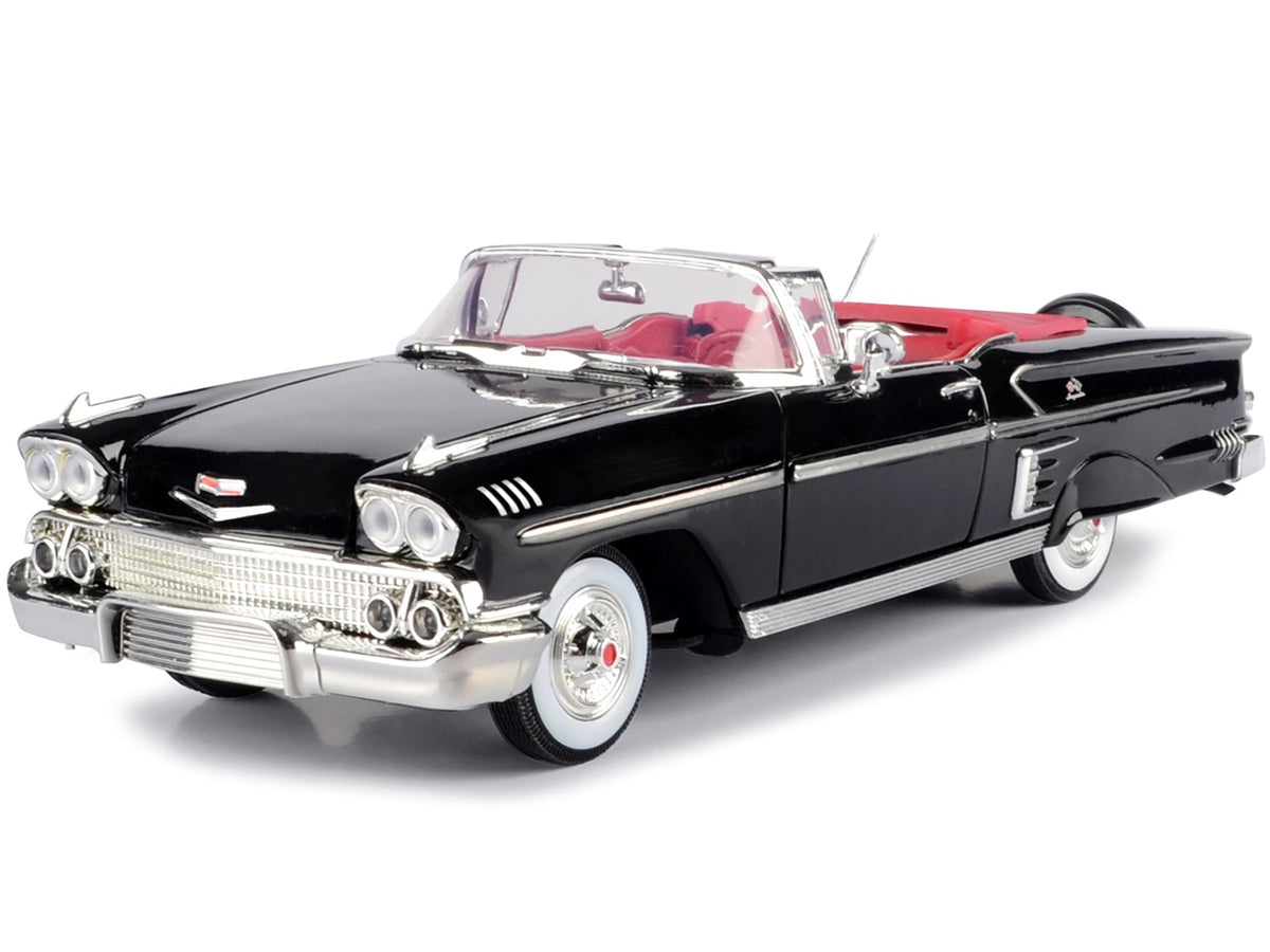 1958 Chevrolet Impala Convertible Black with Red Interior "Timeless Classics" 1/18  Diecast Model Car