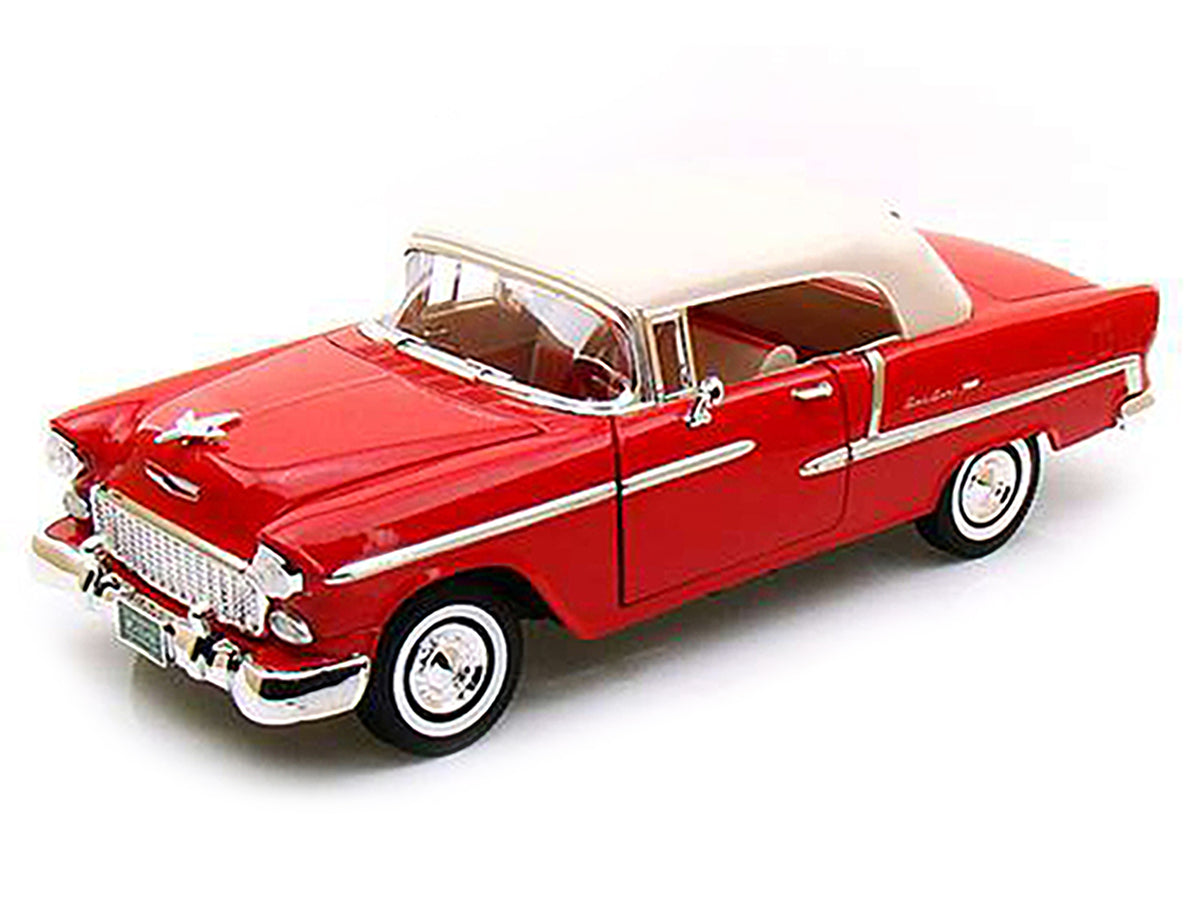 1955 Chevrolet Bel Air Convertible Soft Top Red 1/18 Diecast Car Model