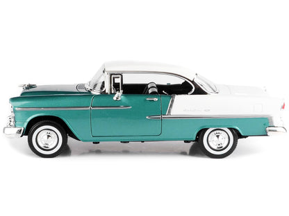 1955 Chevrolet Bel Air Hard Top Green Metallic and White 1/18 Diecast Model Car