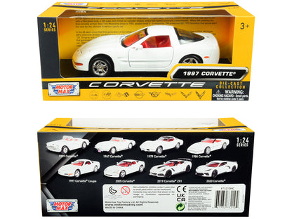 1997 Chevrolet Corvette C5 Coupe White with Red Interior "History of Corvette" Series 1/24 Diecast Model Car