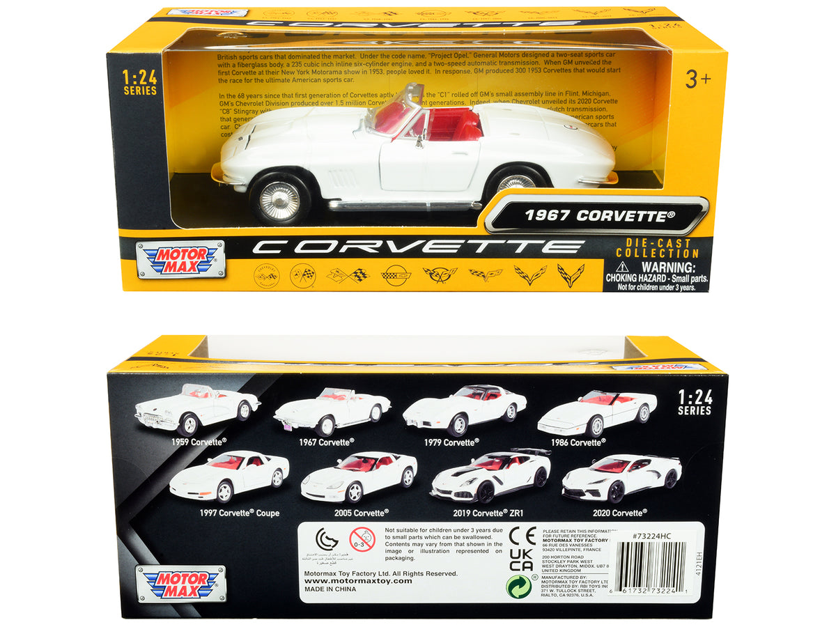1967 Chevrolet Corvette C2 Convertible White with Red Interior "History of Corvette" Series 1/24 Diecast Model Car