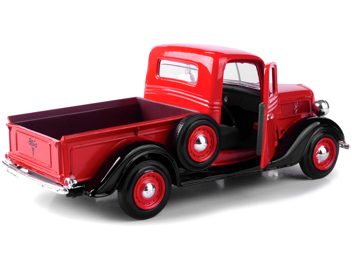 1937 Ford Pickup Truck Red and Black 1/24 Diecast Model Car