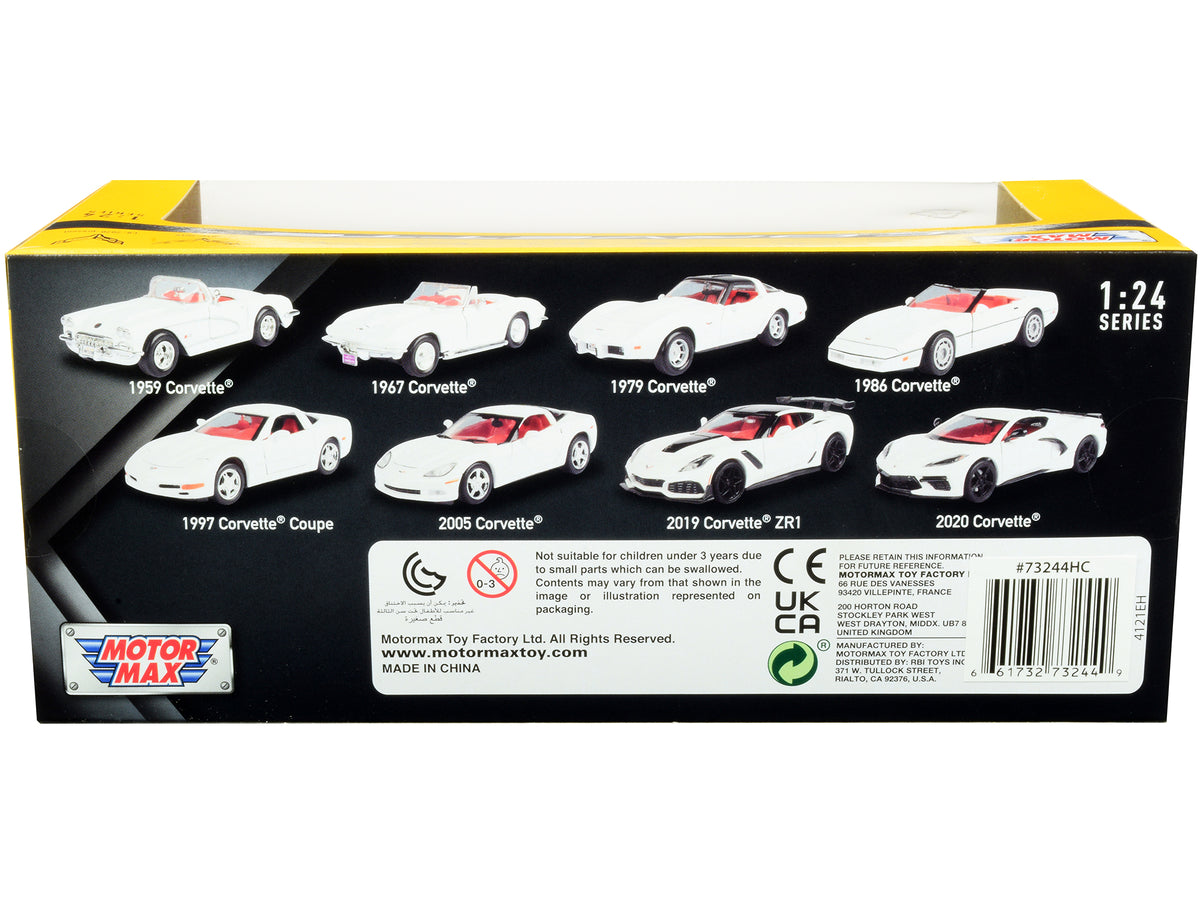 1979 Chevrolet Corvette C3 White with Black Top and Red Interior "History of Corvette" Series 1/24 Diecast Model Car