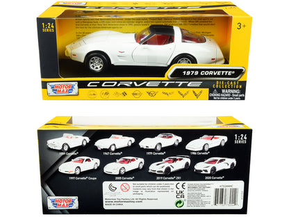 1979 Chevrolet Corvette C3 White with Black Top and Red Interior "History of Corvette" Series 1/24 Diecast Model Car