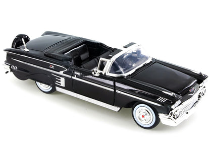 1958 Chevrolet Impala Convertible Black 1/24 Diecast Model Car